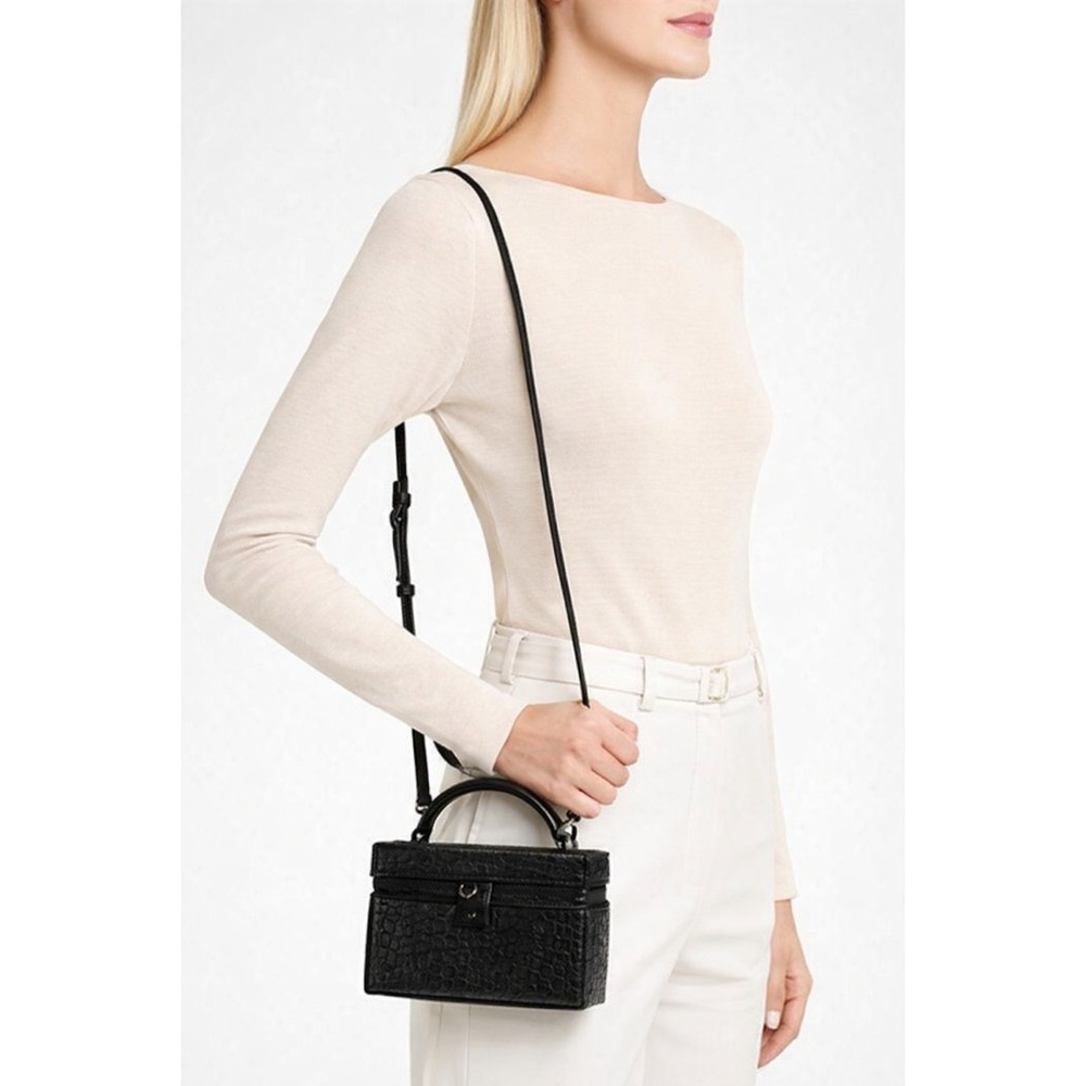 Michael Kors Gilly Extra Small Crystal Leather Trunk Bag Black